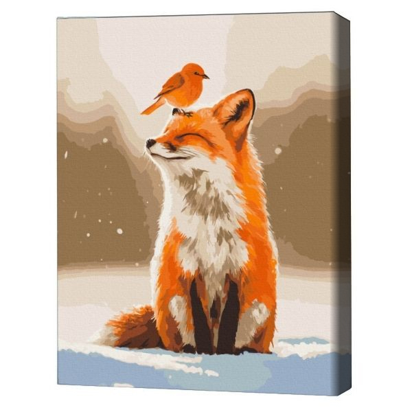 Pictură pe numere 40*50 cm (în cutie) – Prietenii iernii.