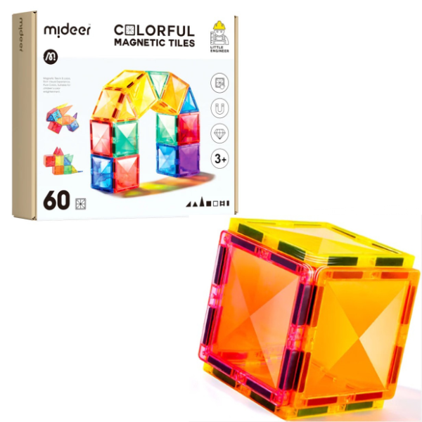 Set multicolor de construcție magnetic, 60 buc.