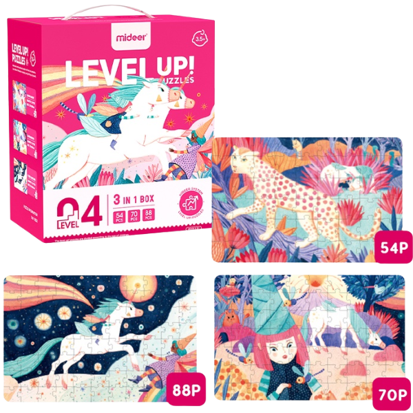 Seria de puzzle-uri „Unicorn”, 3 în 1, nivelul 4
