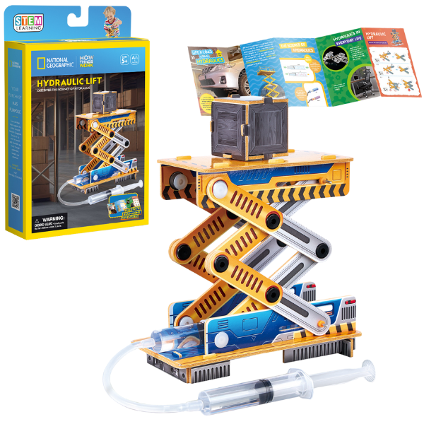 STEM Series 3D puzzle “Lift hidraulic” – studiem fizica și mecanica, 49 elem.