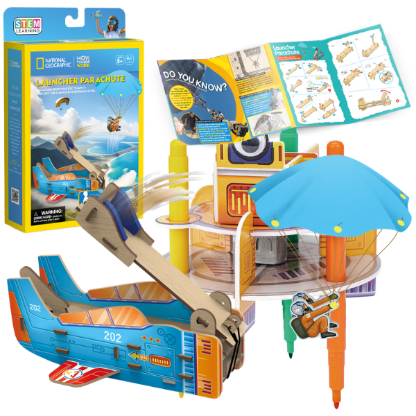 STEM Series 3D puzzle “Lansator Parașută” – studiem stabilitatea și aerodinamica, 48 elem.