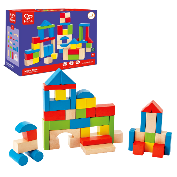 Set de construcție din lemn “Cuburi si blocuri”, 51 el.