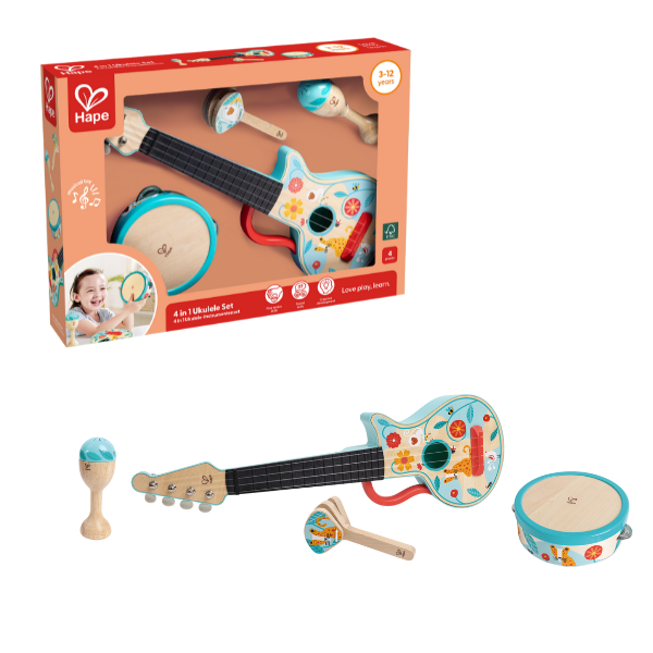Set de instrumente muzicale 4 în 1 “Ukulele”
