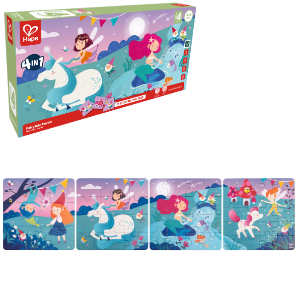 Set puzzle 4 în 1 “Poveste fermecată”