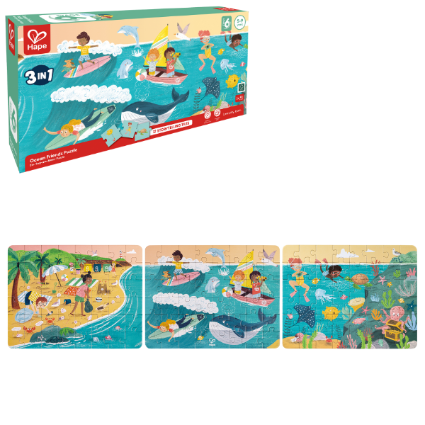 Set puzzle 3 în 1 “Prietenii Oceanului”