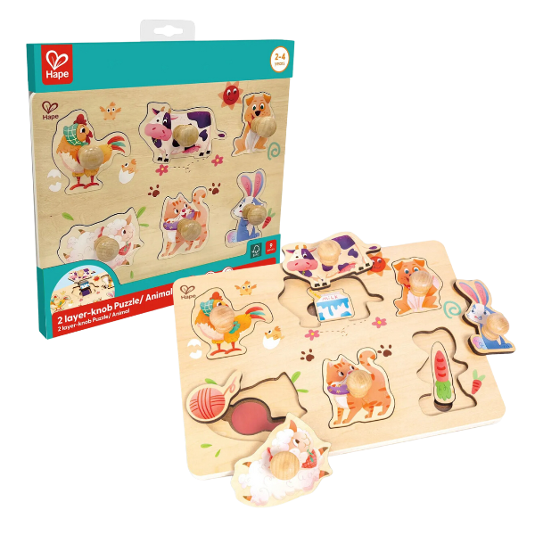 Puzzle “Deșteptel” Curtea Fermierului, 13 piese cu mânere