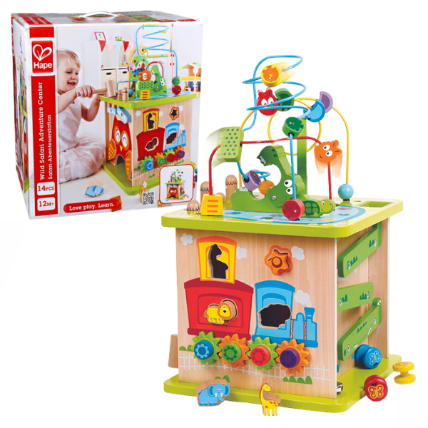 Cub Montessori din lemn „Aventuri în Safari”