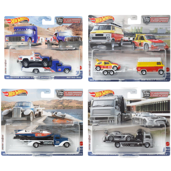 Hot Wheels Set de colecție din 2 automobile Premium Team Transport, în asortiment