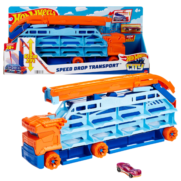 Set de joacă Hot Wheels City – “Transportator mașini și pistă de lansare”