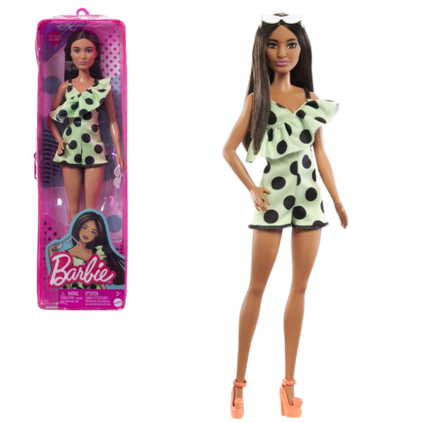 Papușa Barbie “Fashionista în salopetă cu buline”