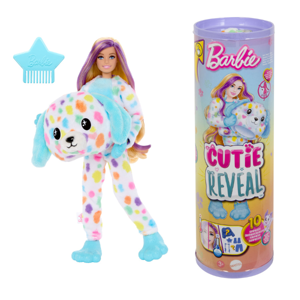 Păpușa Barbie Cutie „Barbie într-un costum de dalmațian, de pluș”