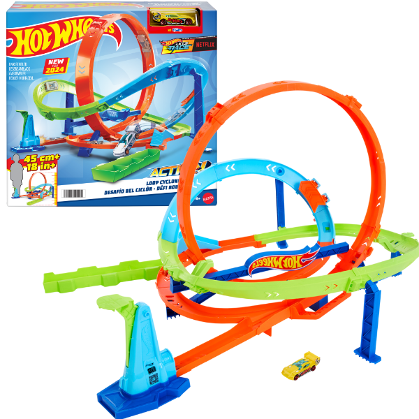 Hot Wheels Set de joc “Ciclon cu circuite” cu mecanism de lansare