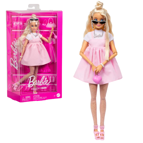 Păpușa Barbie “Fashionistă în rochie roz pastel”
