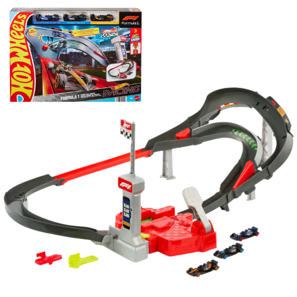 Hot Wheels Formula 1: Pistă de curse sprint cu 3 mașinuțe 1:64