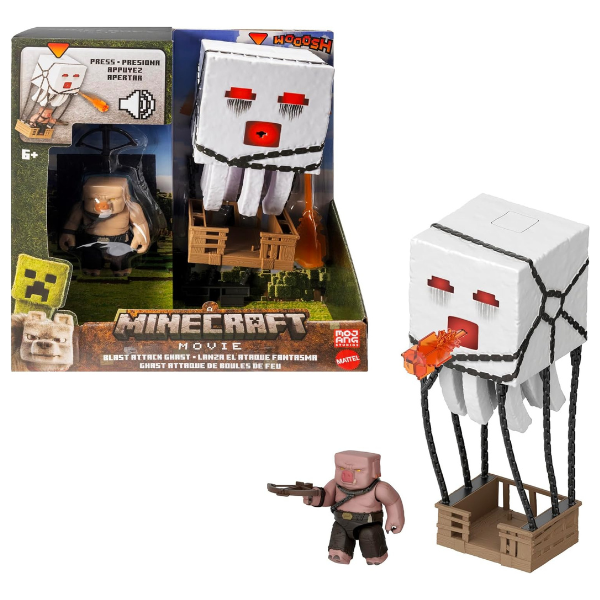 Set de joacă Minecraft Movie — Fantoma cu atac (lumini, sunete, proiectil) + figurina piglin