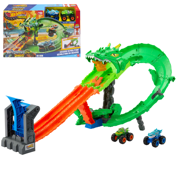 Set de joacă Hot Wheels “Demolarea Dragonului” cu 2 mașini Monster Trucks 1:64