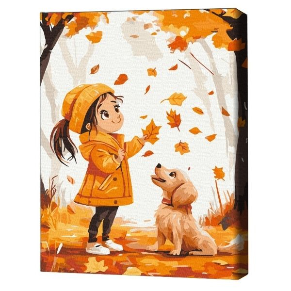Pictură pe numere 30*40 сm (fără cutie) – Plimbare de toamnă cu un prieten