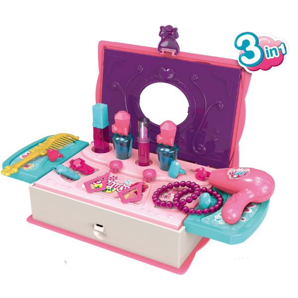 Cutiuță roz 3 in 1 cu accesorii