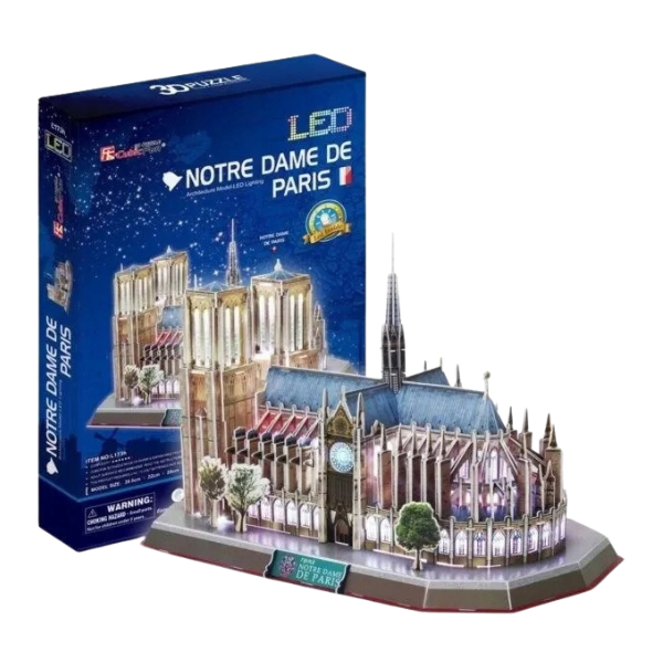 3D Puzzle „Notre Dame de Paris” cu iluminare LED, 149 elemente