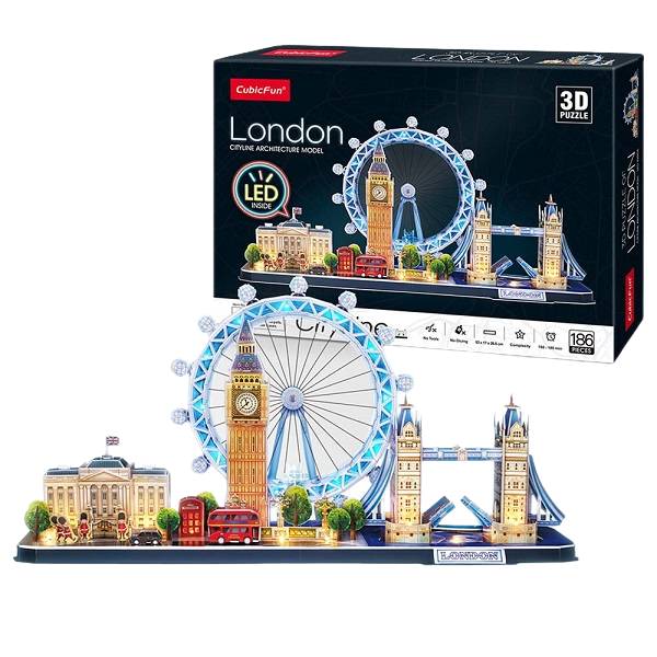 3D Puzzle „Londra” cu iluminare LED, 186 elemente