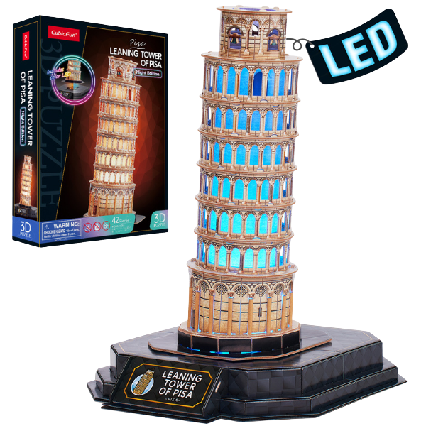 3D Puzzle “Turnul din Pisa” cu iluminare LED, 42 elemente