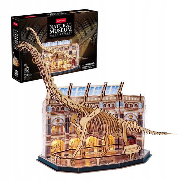3D Puzzle “Muzeul de Științe Naturale – Brachiosaurus” cu iluminare LED, 216 elem.