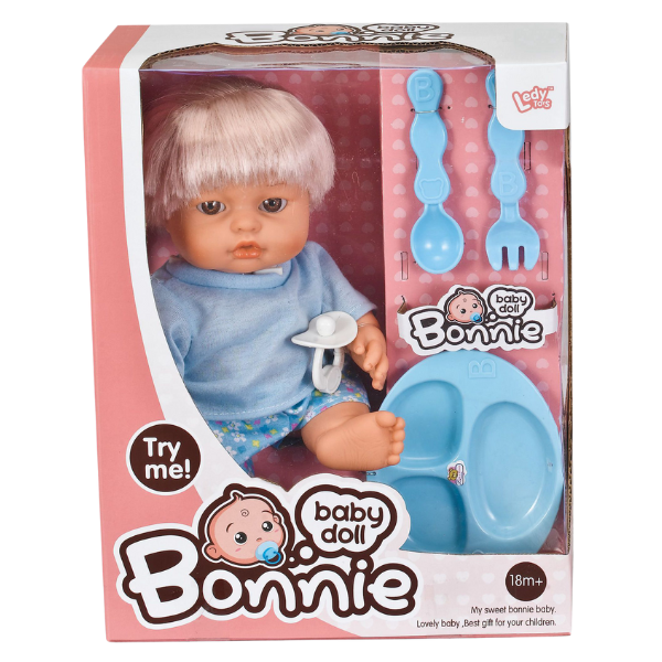 Păpușa Bonnie în costumaș albastru cu accesorii, 25 cm