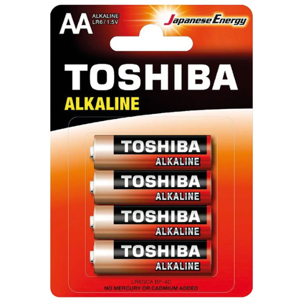Baterii alkaline Toshiba, tip AA, Blister 4 bucăți. (LR 6)