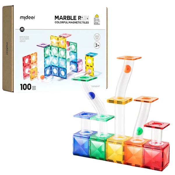 Set de construcție magnetic „Traseul de marmură”, 100 buc.