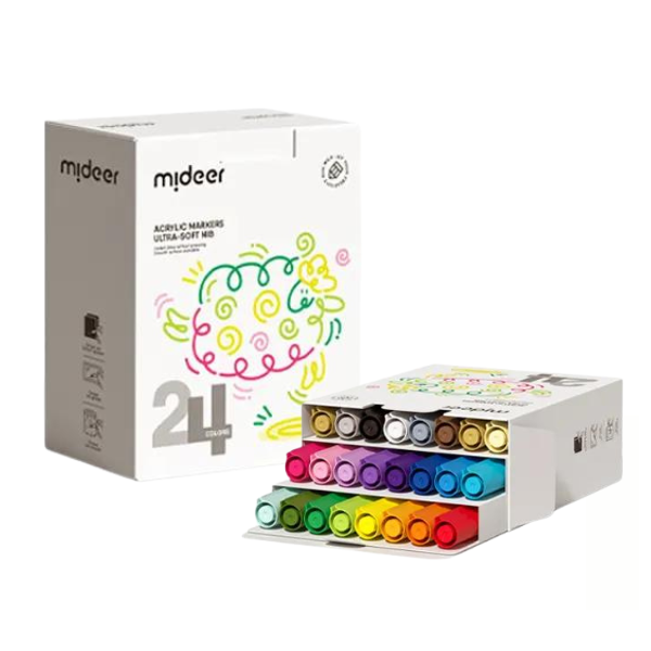 Set de markere acrilice cu peniță ultra moale, 24 culori