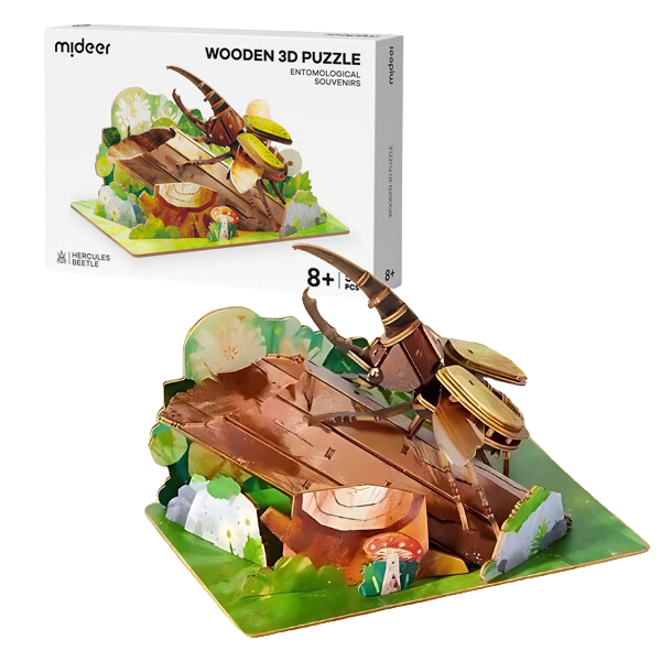 Puzzle 3D din lemn “Gândacul Hercules”, 59 elem.
