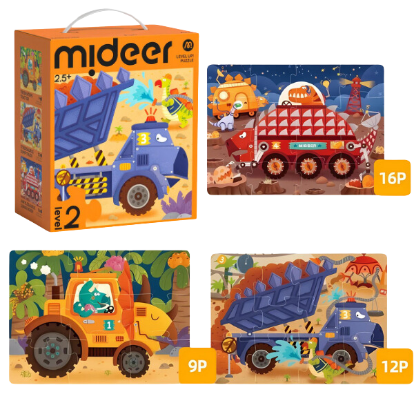 Puzzle Level Up „Dinozauri – echipamente de construcție”, nivelul 2