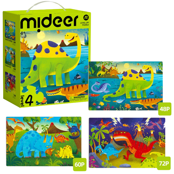 Seria de puzzle-uri “Lumea Dinozaurilor”, 3 în 1, nivelul 4