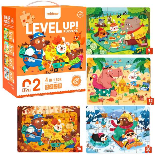 Seria de puzzle-uri „Anotimpurile pădurii”, 4 în 1, nivelul 2