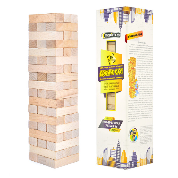 Joc de masă “Jin GO” jenga din 54 blocuri de lemn