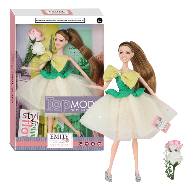 Păpușa Emily “Top Model” cu accesorii și flori