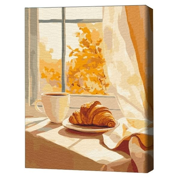 Pictură pe numere 30*40 сm (fără cutie) – Croissant și cafea