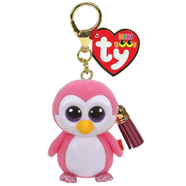 Breloc – Pinguin roz Glider 10 cm (Mini boo clip)