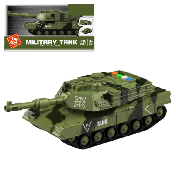 1:16 Tanc militar inerțial, camuflaj verde (lumină / sunet)