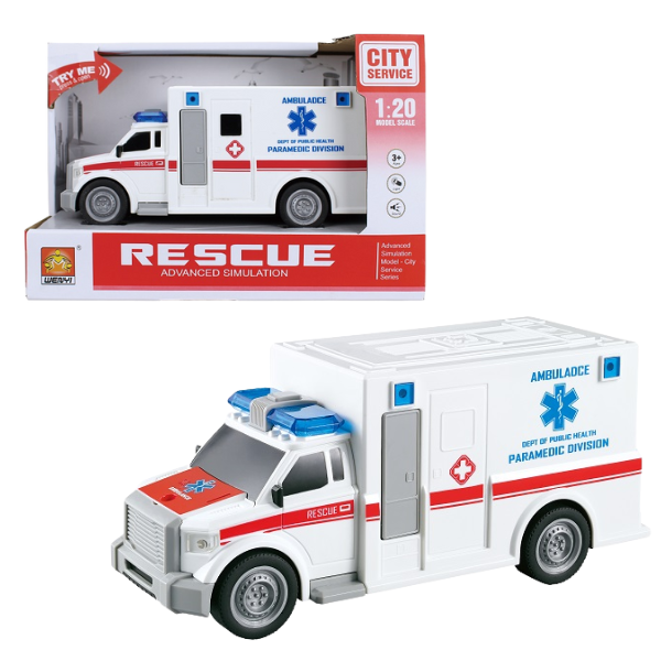 1:20 Ambulanță cu fricțiune (lumini /sunete)