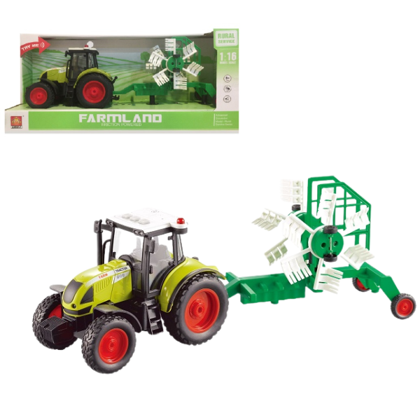 1:16 Tractor cu fricțiune “Trailered Farm Tractor” (lumina / sunet)
