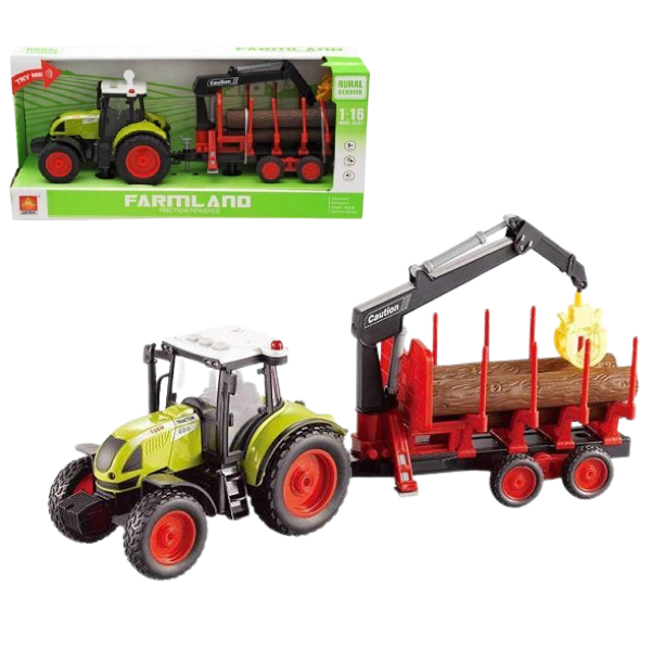 1:16 Tractor cu fricțiune “Trailered Farm Tractor” (lumina / sunet)