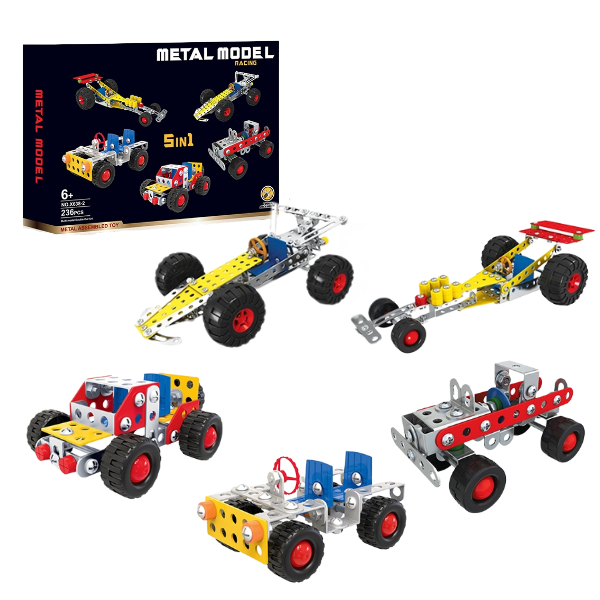 Set de construcție metalic 5 în 1 „Mașini sportive”, 236 elem.