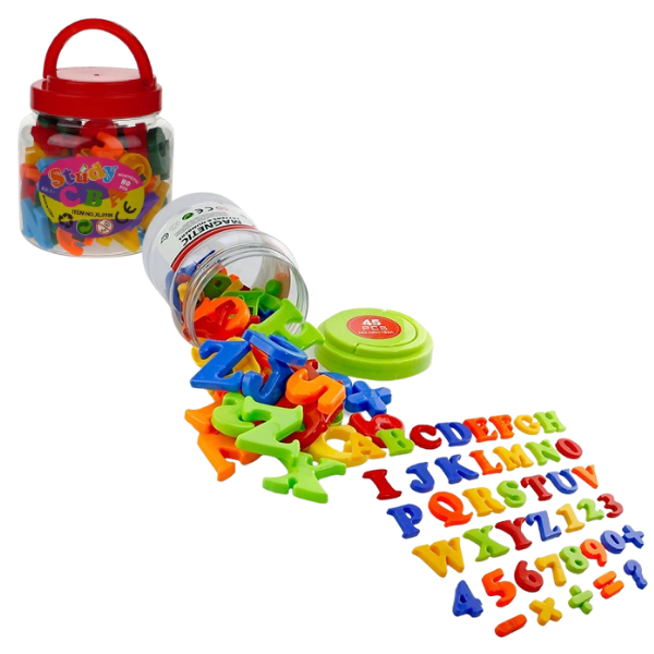 Set de litere si cifre magnetice (80 elemente)
